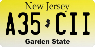 NJ license plate A35CII