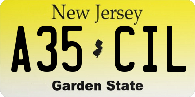 NJ license plate A35CIL