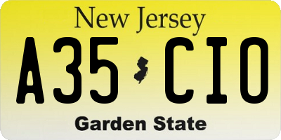 NJ license plate A35CIO