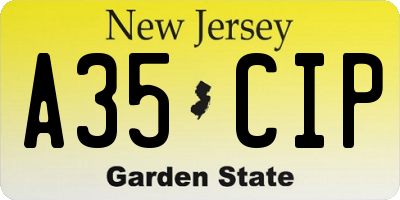 NJ license plate A35CIP