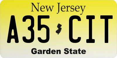 NJ license plate A35CIT