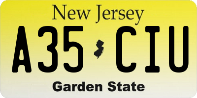 NJ license plate A35CIU