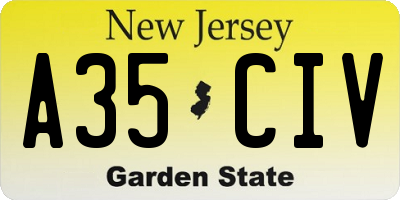 NJ license plate A35CIV