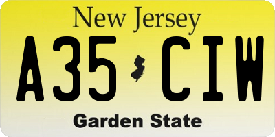 NJ license plate A35CIW