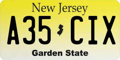 NJ license plate A35CIX