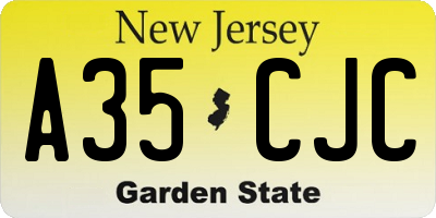 NJ license plate A35CJC