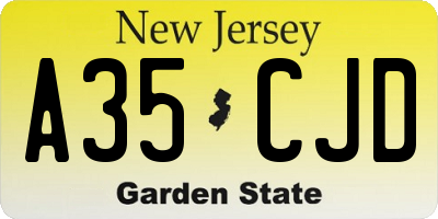 NJ license plate A35CJD