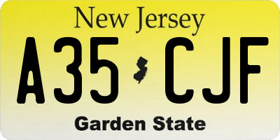 NJ license plate A35CJF