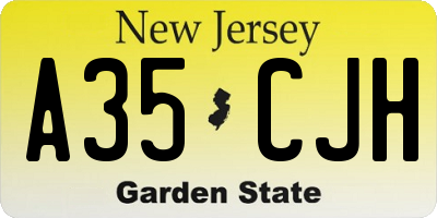 NJ license plate A35CJH