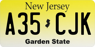 NJ license plate A35CJK