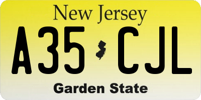 NJ license plate A35CJL