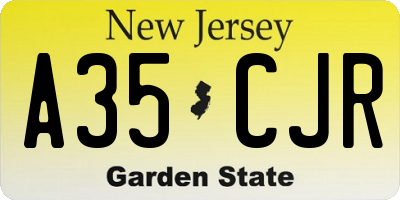 NJ license plate A35CJR