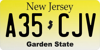 NJ license plate A35CJV