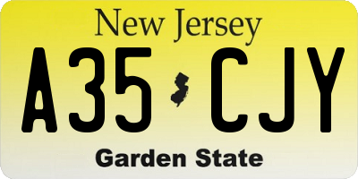 NJ license plate A35CJY