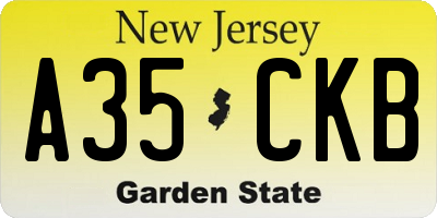 NJ license plate A35CKB
