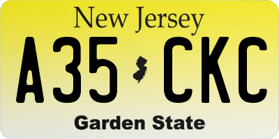 NJ license plate A35CKC