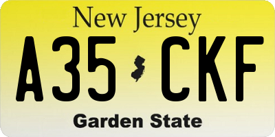 NJ license plate A35CKF