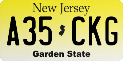 NJ license plate A35CKG