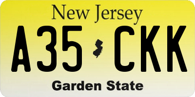 NJ license plate A35CKK