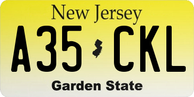 NJ license plate A35CKL