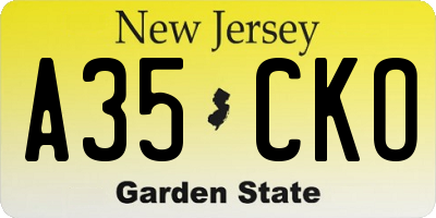 NJ license plate A35CKO