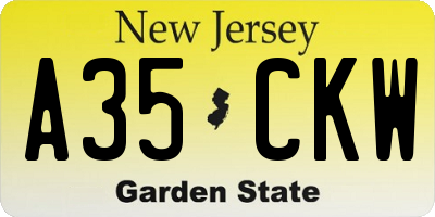 NJ license plate A35CKW