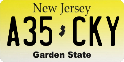 NJ license plate A35CKY