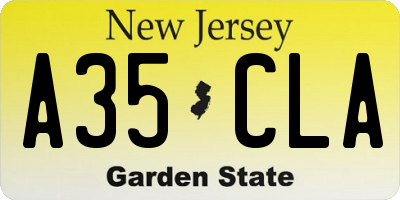 NJ license plate A35CLA