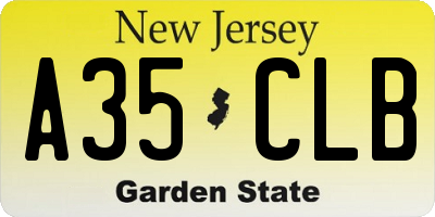 NJ license plate A35CLB