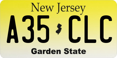 NJ license plate A35CLC
