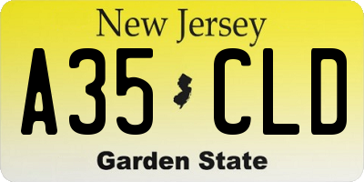 NJ license plate A35CLD