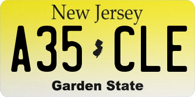 NJ license plate A35CLE