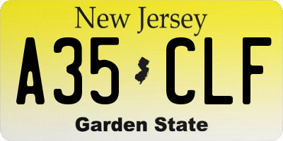 NJ license plate A35CLF