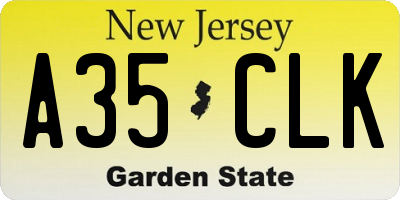 NJ license plate A35CLK