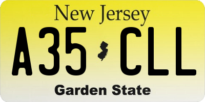 NJ license plate A35CLL