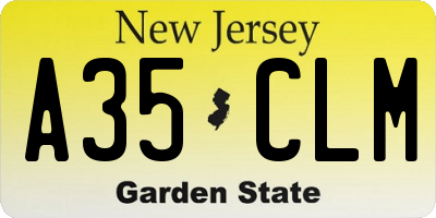 NJ license plate A35CLM