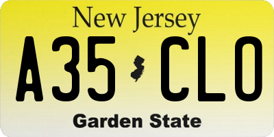 NJ license plate A35CLO