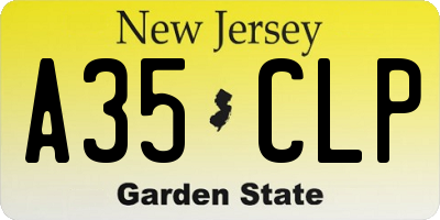 NJ license plate A35CLP