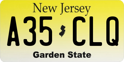 NJ license plate A35CLQ