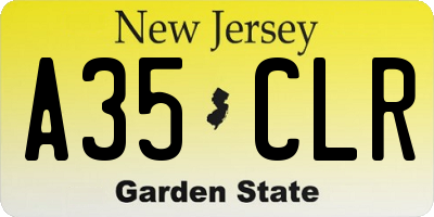 NJ license plate A35CLR