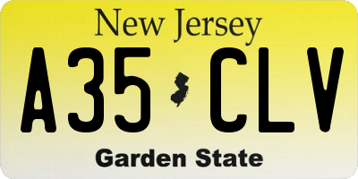 NJ license plate A35CLV