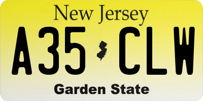 NJ license plate A35CLW