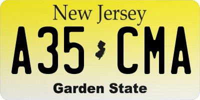 NJ license plate A35CMA