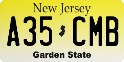 NJ license plate A35CMB