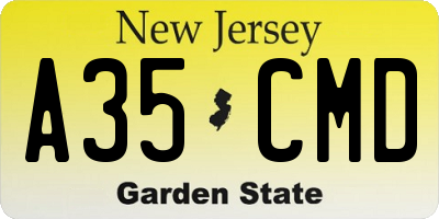 NJ license plate A35CMD