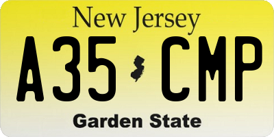NJ license plate A35CMP