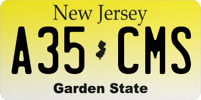 NJ license plate A35CMS