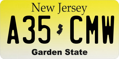 NJ license plate A35CMW
