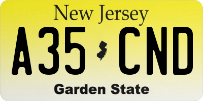 NJ license plate A35CND