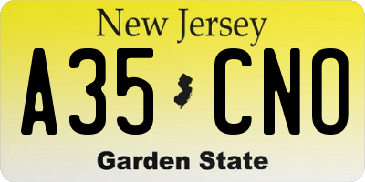 NJ license plate A35CNO